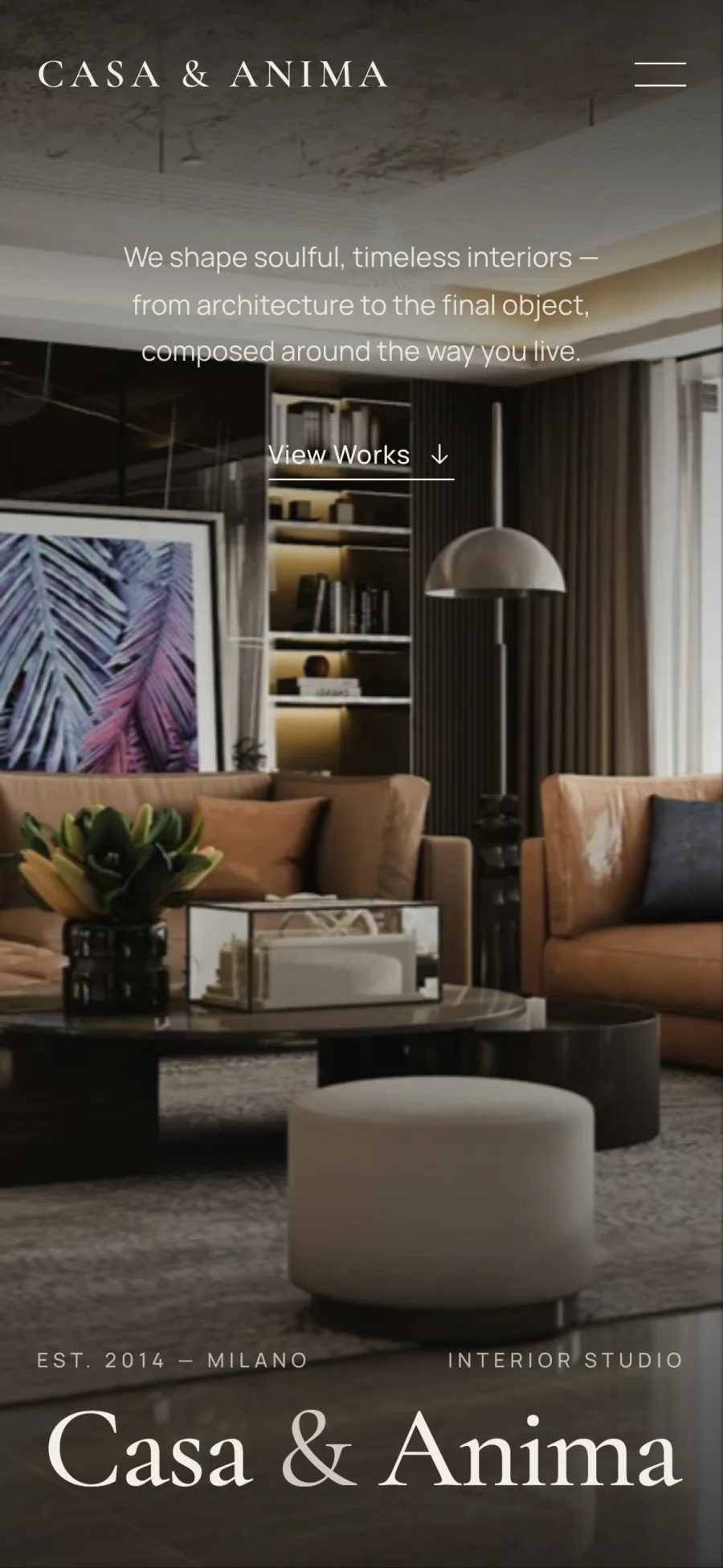 Casa & Anima home page on a phone